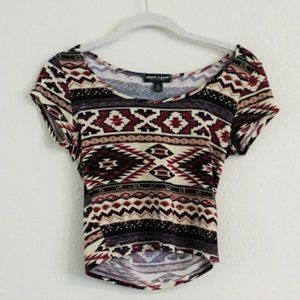 Maroon Tribal Print Crop Top
